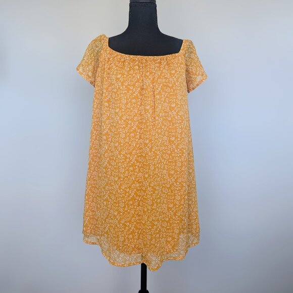 Forever 21 | Size Small Mustard Floral Mini Scoop Dress Liner - Picture 1 of 4